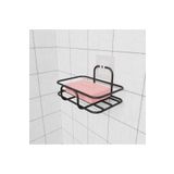 VİE HOUSE Yapışkanlı Siyah Katı Sabunluk Banyo Mutfak Lavabo Metal katı sabunluk