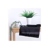 Viemso Simli Keten Runner Fırfırlı 45x150 Cm (SİYAH)