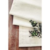 Viemso Simli Keten Runner, Kırmızı, Siyah, Krem - 45 x 150 cm - Kırık Beyaz