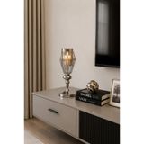 Vien Home Füme Camlı Gümüş Dekoratif Şamdan Mumluk (32 cm)