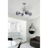 Vien Modern Tasarım Salon Yemek Odası Mutfak Gri Renk Camlı Sarkıt 4 Lü Avize - Gri - Füme