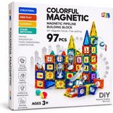 Vien Polo Vıen Polo 97 Parça Manyetik Yapı Blokları – 3D Renkli Mıknatıslı Magnetic Tiles Eğitici Çocuk Oyuncağı