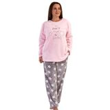 VIENETTA Kadın Uzun Kol Büyük Beden Welsoft Gri Pijama Takımı C3T0N4O070 GRİ 1 XL