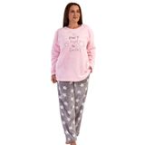 VIENETTA Kadın Uzun Kol Büyük Beden Welsoft Gri Pijama Takımı C3T0N4O070 GRİ 2 XL