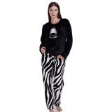 VIENETTA Kadın Uzun Kol Welsoft Siyah Pijama Takımı C3T0N3O059 Siyah S