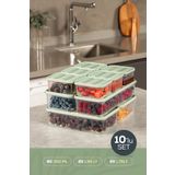 Vienev 10'lu Buzdolabı Dondurucu Organizer Ve Saklama Kabı Mint 6x(350ML) 2x(1,65LT) 2x(1,75LT)