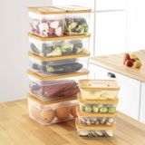 Vienev 10'lu Hava Kanallı Ayarlanabilir Sebze ve Meyve Saklama Kabı 4x(1,15 Lt) 2x(2,35-3,8-5 lt) turuncu
