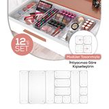Vienev 12li Dolap İçi - Çekmece İçi Takı Makyaj Düzenleyici Organizer