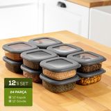 Vienev 12'li Etiketli Lux Hava Geçirmez Erzak ve Baharat Saklama Kabı Seti 0,25 Lt Antrasit