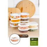 Vienev 12'li Etiketli Lux Hava Geçirmez Erzak ve Baharat Saklama Kabı Seti 0,25 Lt Beyaz