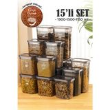 Vienev 15LI Peggy Dikdörtgen Saklama Kabı Seti 5x( 1900ML, 1500ML, 1150ML ) Etiketli - Antrasit