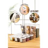 Vienev 15li Renkli Etiketli Foly Kare Erzak Saklama Kabı 9x(0,55 lt) 6x(1,75 lt) Beyaz
