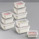 Vienev 1750-1050-600 ml Bej 3X 9'lu VIP Dikdörtgen Mikrodalga ve Difrize Uygun Saklama Kabı Seti