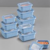 Vienev 1750-1050-600 ml Mavi 3X 9'lu VIP Dikdörtgen Mikrodalga ve Difrize Uygun Saklama Kabı Seti