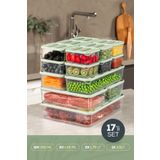 Vienev 17'li Buzdolabı Dondurucu Organizer Ve Saklama Kabı Mint 12x(350ML) 2x(1,65LT) 2x(1,75LT) 1x(3,5LT)