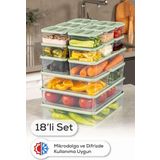 Vienev 18'li Buzdolabı Dondurucu Organizer Ve Saklama Kabı Mint 12x(350ML) 2x(1,65LT) 2x(1,75LT) 2x(3,5LT)