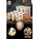 Vienev 18li Renkli Etiketli Kare Erzak Saklama Kabı Seti Beyaz 6x(1,75 lt - 1,2 lt - 0,55 lt)