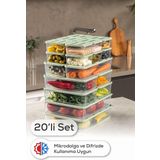 Vienev 20'li Buzdolabı Dondurucu Organizer Ve Saklama Kabı Mint 12x(350ML) 4x(1,75LT) 2x(1,65LT) 2x(3,5LT)