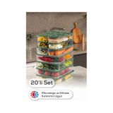 Vienev 20li Buzdolabı Dondurucu Organizer Ve Saklama Kabı Yeşil 12x 350ml 4x 1,75lt 2x 1,65lt 2x 3,5lt Yeşil