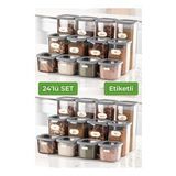 Vienev 24lü Etiketli Kare Erzak Saklama Kabı Set