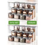 Vienev 24'lü Etiketli Poly Kare Erzak Saklama Kabı Set 8x(0,55 LİTRE, 1,2 LİTRE, 1,75 LİTRE) Antrasit