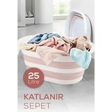 Vienev 25 Litre Pembe Katlanır Çamaşır Sepeti Plastik Malzeme - 45 x 45