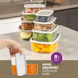 Vienev 250-500-750-1200 ml Antrasit 2X 8'li Hava Geçirmez Saklama Kabı Seti