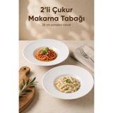 Vienev 2'li Porselen Çukur Makarna Tabağı Salata Sunum Kasesi 28 cm