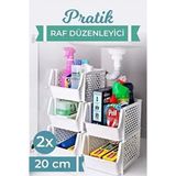 Vienev 2li Pratik Raf Düzenleyici Beyaz Plastik 20 cm Boyutuyla Ev Düzeni Sağlar - 20 x 20