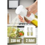 Vienev 2li Püskürtmeli Sprey Yağdanlık Cam Şişe - Izgara Fritöz Salata Yağ Püskürtücü Beyaz - 230 ml