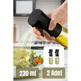 Vienev 2li Püskürtmeli Sprey Yağdanlık Cam Şişe - Izgara Fritöz Salata Yağ Püskürtücü Siyah - 230 ml
