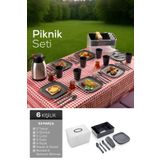 Vienev 33 Parça 6 Kişilik Piknik Seti Antrasit