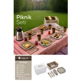 Vienev 33 Parça 6 Kişilik Piknik Seti Bej