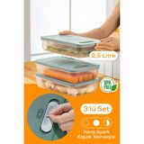 Vienev 3lü Ayarlı Sebze ve Meyve Saklama Kabı Mint 2,5 Litre - 2,5 lt
