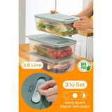 Vienev 3lü Ayarlı Sebze ve Meyve Saklama Kabı Mint 3,8 Litre - 3,8 lt