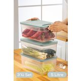 Vienev 3lü Ayarlı Sebze ve Meyve Saklama Kabı Mint 5 Litre