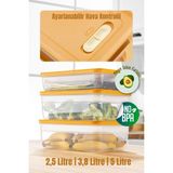Vienev 3lü Ayarlı Sebze ve Meyve Saklama Kabı Turuncu 1x(2,5-3,8-5 Litre) - 3 lü 28,5 cm