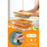 Vienev 3lü Ayarlı Sebze ve Meyve Saklama Kabı Turuncu 2,5 Litre - 2,5 lt