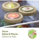 Vienev 3lü Buzdolabı Için Yarım Meyve ve Sebze Koruma Kabı - Limon, Soğan, Domates Saklama Kutusu Bej