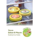 Vienev 3lü Buzdolabı Için Yarım Meyve ve Sebze Koruma Kabı - Limon, Soğan, Domates Saklama Kutusu Sarı