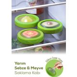 Vienev 3lü Buzdolabı Için Yarım Meyve ve Sebze Koruma Kabı - Limon, Soğan, Domates Saklama Kutusu Yeşil
