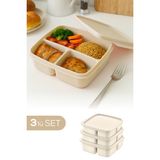 Vienev 3'lü Set Bölmeli Kare Saklama Kabı Bej