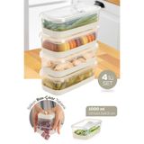 Vienev 4 Parça 1000 ml Yumuşak Tabanlı Derin Dondurucu - Difriz Saklama Kabı Gri