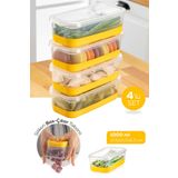 Vienev 4 Parça 1000 ml Yumuşak Tabanlı Derin Dondurucu - Difriz Saklama Kabı Sarı