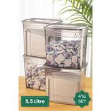 Vienev 4lü 5,5 Litre Strip Mega Boy Deterjan Saklama Kutusu Antrasit