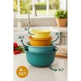 Vienev 4'lü Renkli Karıştırma Kabı Seti | 7 Lt, 4 Lt, 2 Lt, 1 Lt - 0 - 19 L