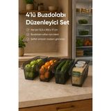 Vienev 4'lü Şeffaf Antrasit Buzdolabı Düzenleyici Dolap İçi Düzenleme Organizer Seti