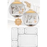 Vienev 5li Şeffaf Çekmece Içi Düzenleyici Organizer 1x(O.DKDRTGN) 2x(K.DKDRTGN, K.KARE)