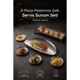 Vienev 6 Parça Paslanmaz Çelik Çerezlik ve Sunum Tabağı Seti, Mezelik, Servis ve Kahvaltılık Takımı