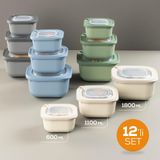 Vienev 600-1100-1800 ml 12'li 4X Mikrodalga ve Difrize Uygun VIP Kapaklı Özel Saklama Kabı Seti